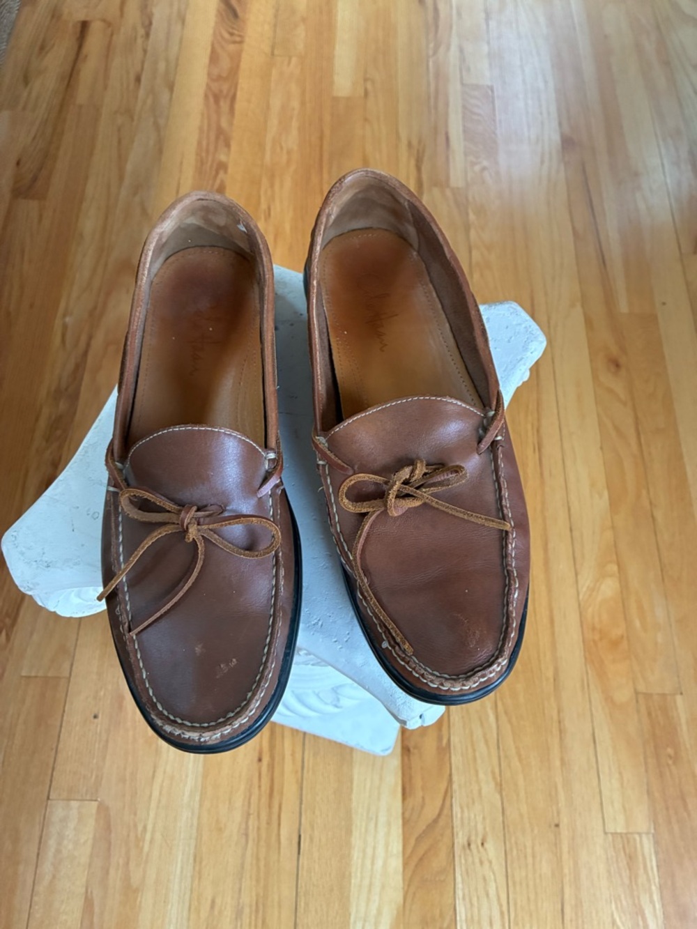 Cole Haan Brown Leather Moc Toe Slip-Ons